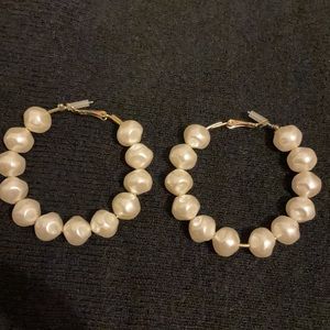 Pearl  hoops earrings